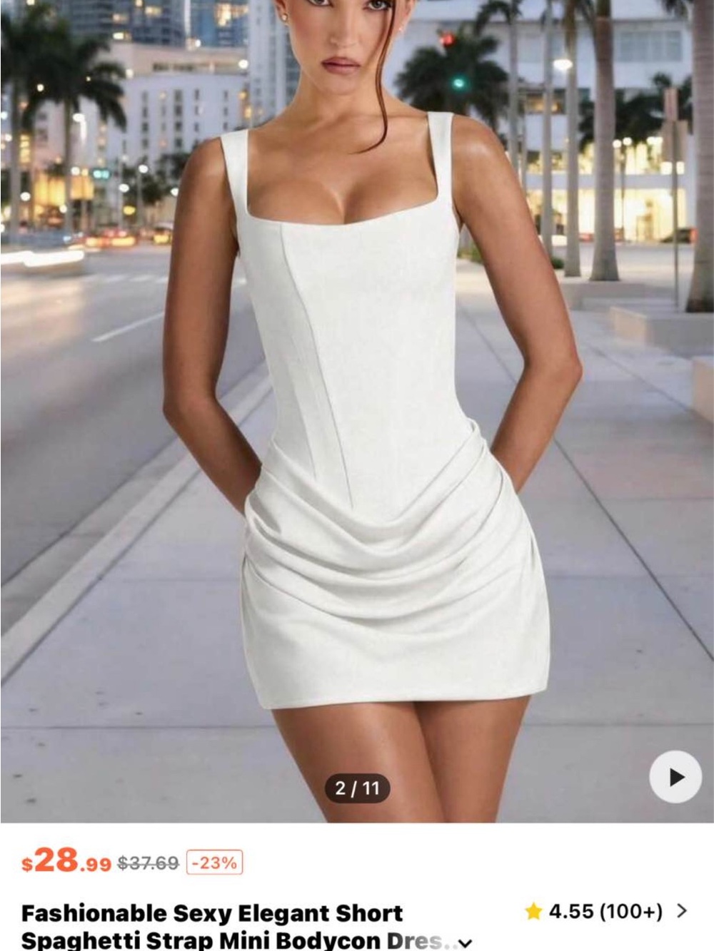 SHEIN White Spaghetti Strap Mini Dress